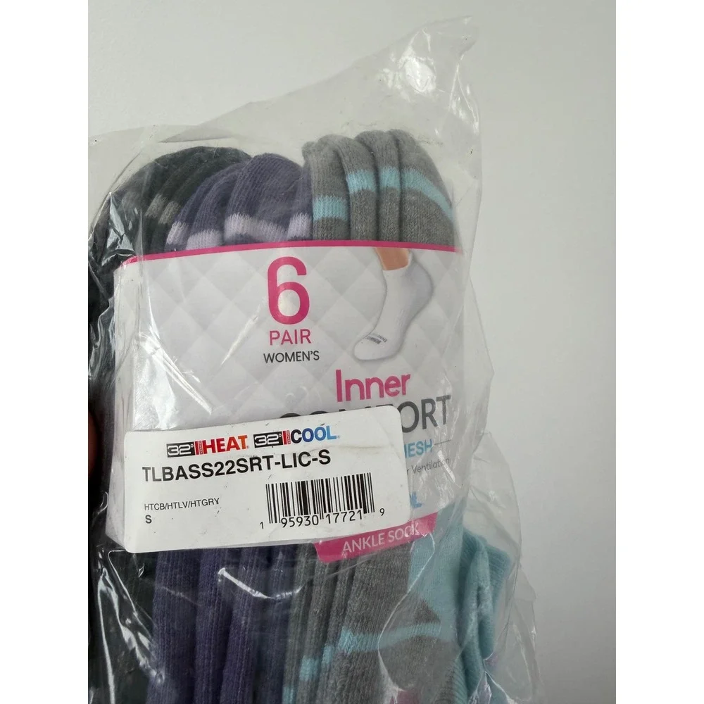 Women's Ankle Socks‎ – 6 Pair Pack – Multi Color – Size Small – NWT